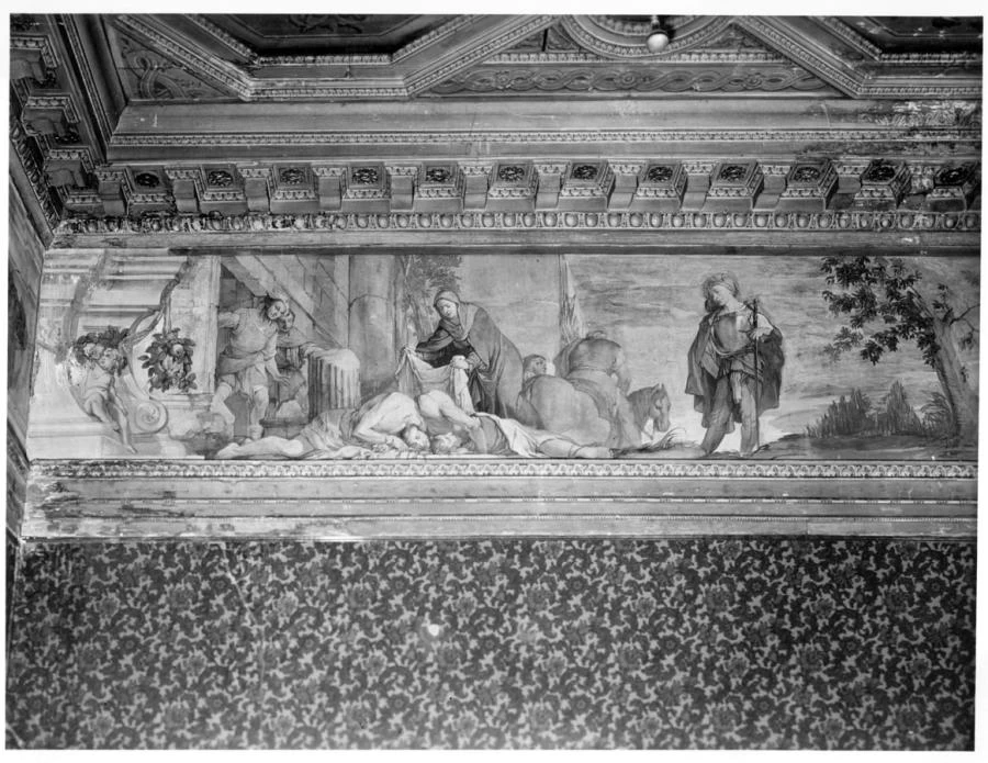 Santa Savina raccoglie i corpi dei martiri Narbone e Felice - Vicenza, Palazzo Tristino, Baston